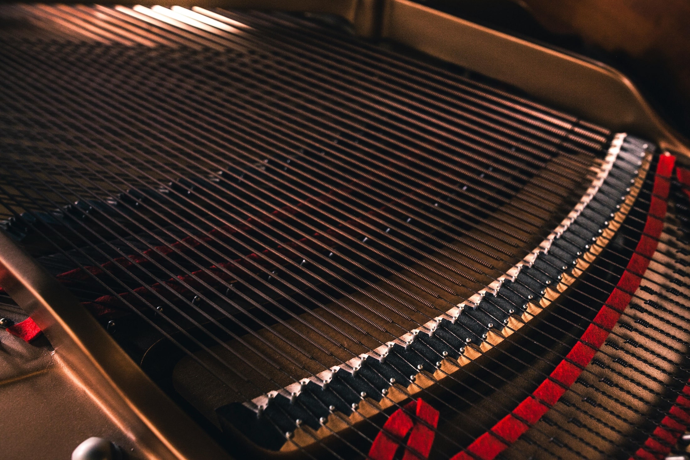 A showroom of grand pianos